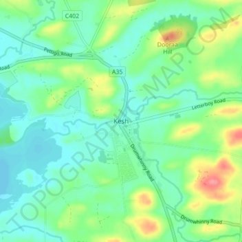 Mappa topografica Kesh, altitudine, rilievo