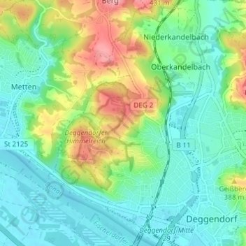 Mappa topografica Aletsberg, altitudine, rilievo