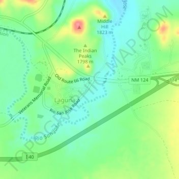 Mappa topografica Rio Grande Rift Historical Marker, altitudine, rilievo