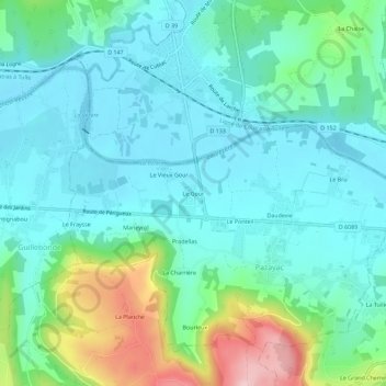 Mappa topografica Le Gour, altitudine, rilievo