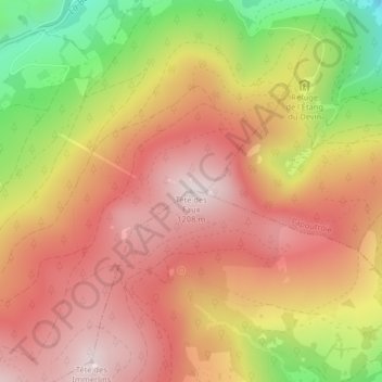 Mappa topografica Tête des Faux, altitudine, rilievo