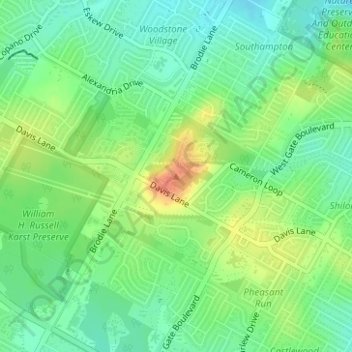 Mappa topografica Davis Hill, altitudine, rilievo