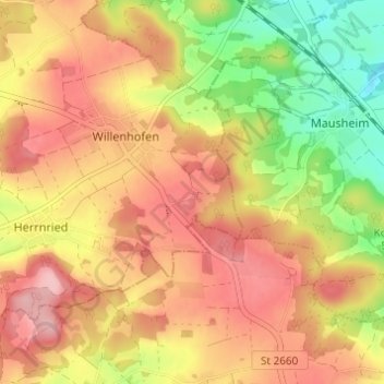 Mappa topografica Kellerhof, altitudine, rilievo