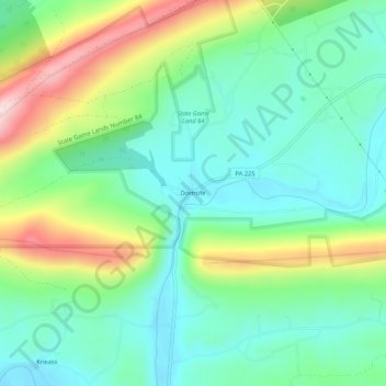 Mappa topografica Dornsife, altitudine, rilievo