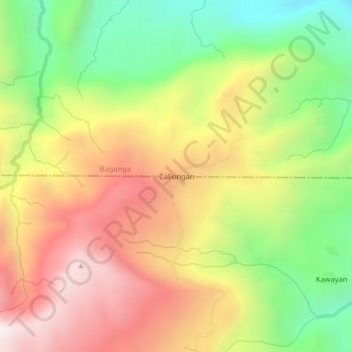 Mappa topografica Caliongan, altitudine, rilievo