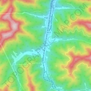 Mappa topografica Kincaid, altitudine, rilievo
