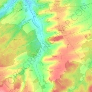 Mappa topografica Oberstetten, altitudine, rilievo