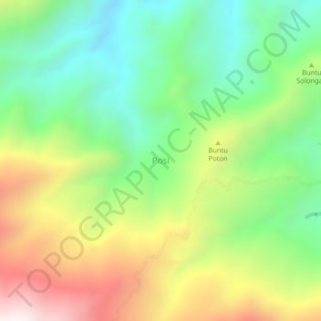 Mappa topografica Posi, altitudine, rilievo