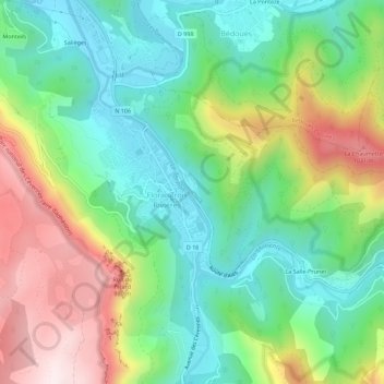 Mappa topografica L’Oultre, altitudine, rilievo