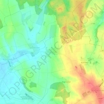 Mappa topografica Kleintissen, altitudine, rilievo