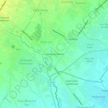 Mappa topografica Camella Lessandra, altitudine, rilievo