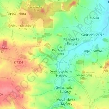 Mappa topografica Weidlitz, altitudine, rilievo