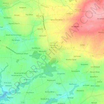 Mappa topografica Le Bourg, altitudine, rilievo