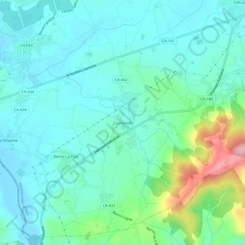 Mappa topografica Castanedo, altitudine, rilievo
