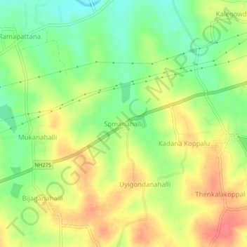Mappa topografica Somanahalli, altitudine, rilievo