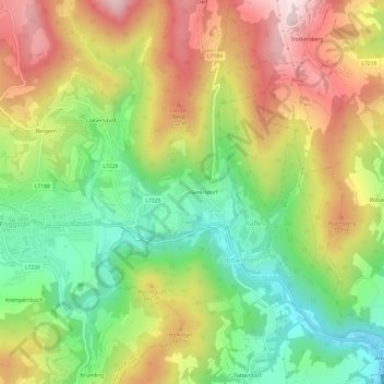 Mappa topografica Gerersdorf, altitudine, rilievo