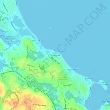 Mappa topografica Shore Acres, altitudine, rilievo