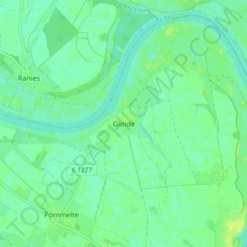 Mappa topografica Glinde, altitudine, rilievo