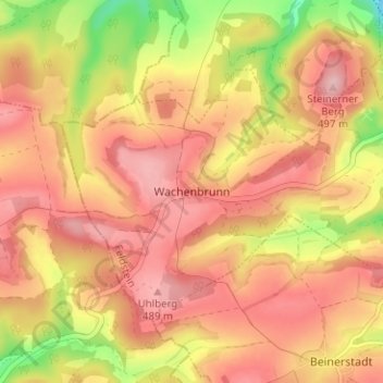 Mappa topografica Wachenbrunn, altitudine, rilievo