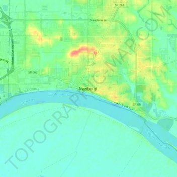 Mappa topografica Newburgh, altitudine, rilievo