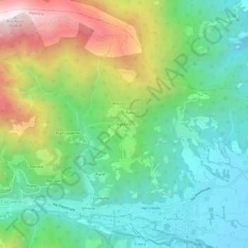Mappa topografica Agliasco, altitudine, rilievo