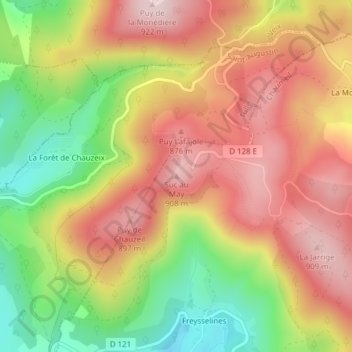 Mappa topografica Suc au May, altitudine, rilievo