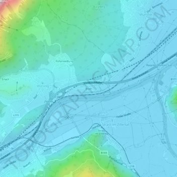 Mappa topografica Bradl, altitudine, rilievo