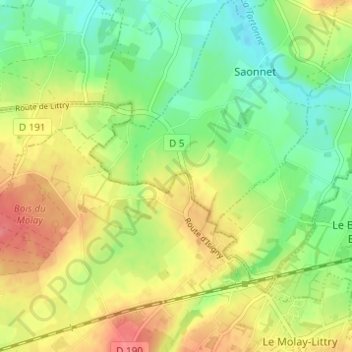 Mappa topografica Le Riboulet, altitudine, rilievo