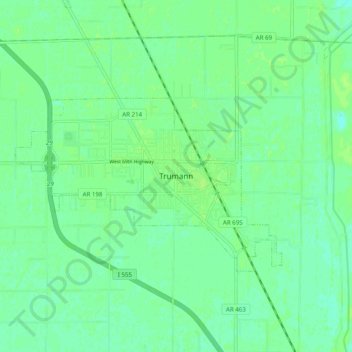 Mappa topografica Trumann, altitudine, rilievo