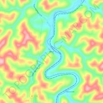 Mappa topografica Whick, altitudine, rilievo