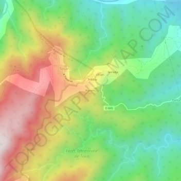 Mappa topografica Pianellu, altitudine, rilievo