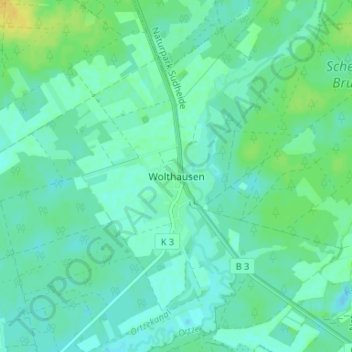 Mappa topografica Wolthausen, altitudine, rilievo