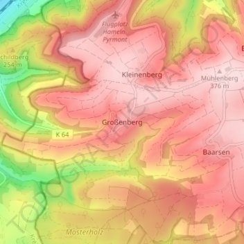Mappa topografica Großenberg, altitudine, rilievo