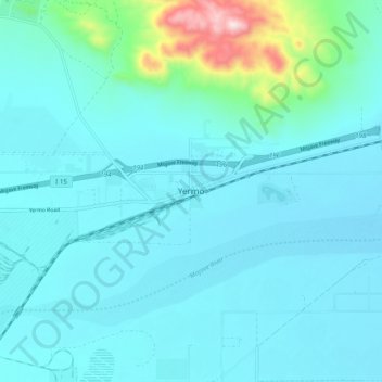 Mappa topografica Yermo, altitudine, rilievo