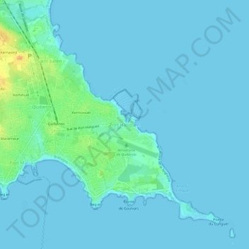 Mappa topografica Port Haliguen, altitudine, rilievo