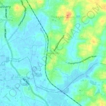 Mappa topografica Nalukody, altitudine, rilievo