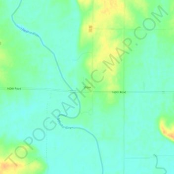 Mappa topografica Shaw, altitudine, rilievo