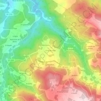 Mappa topografica O Val de Deus, altitudine, rilievo