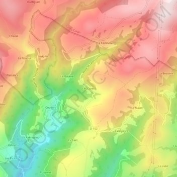 Mappa topografica Les Cazes, altitudine, rilievo