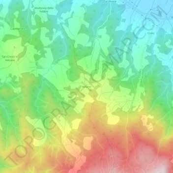 Mappa topografica Arliano, altitudine, rilievo