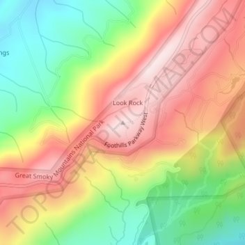 Mappa topografica Look Rock, altitudine, rilievo