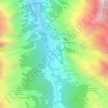Mappa topografica Dégioz, altitudine, rilievo