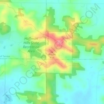 Mappa topografica Mount Fuji, altitudine, rilievo