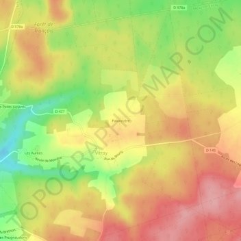 Mappa topografica Palonnière, altitudine, rilievo