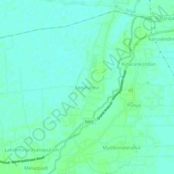 Mappa topografica Keezhaiyur, altitudine, rilievo