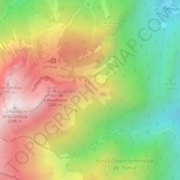 Mappa topografica Chalets de la Bouchasse, altitudine, rilievo
