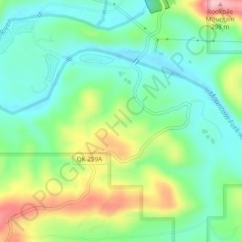 Mappa topografica Beavers Bend State Park, altitudine, rilievo