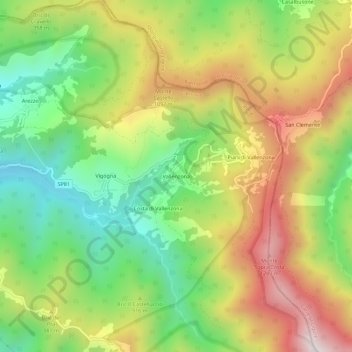 Mappa topografica Vallenzona, altitudine, rilievo