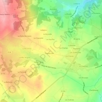 Mappa topografica Mont Cocu, altitudine, rilievo