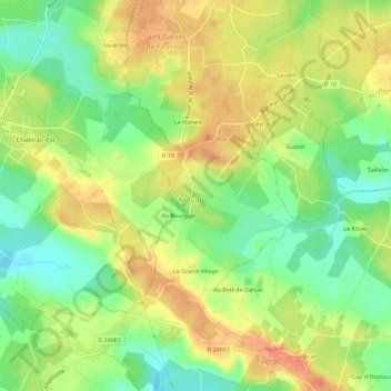 Mappa topografica Le Bourg, altitudine, rilievo